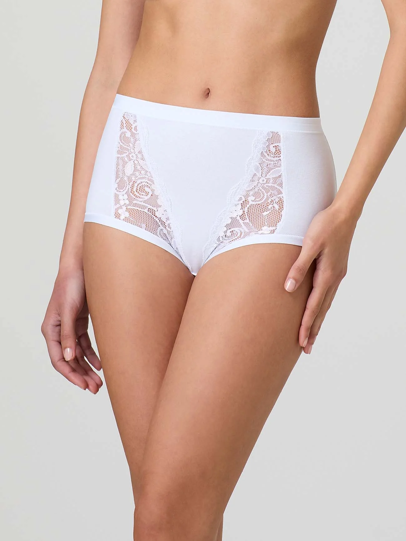 Culotte in cotone modal con fascia e inserti in pizzo - Image 2
