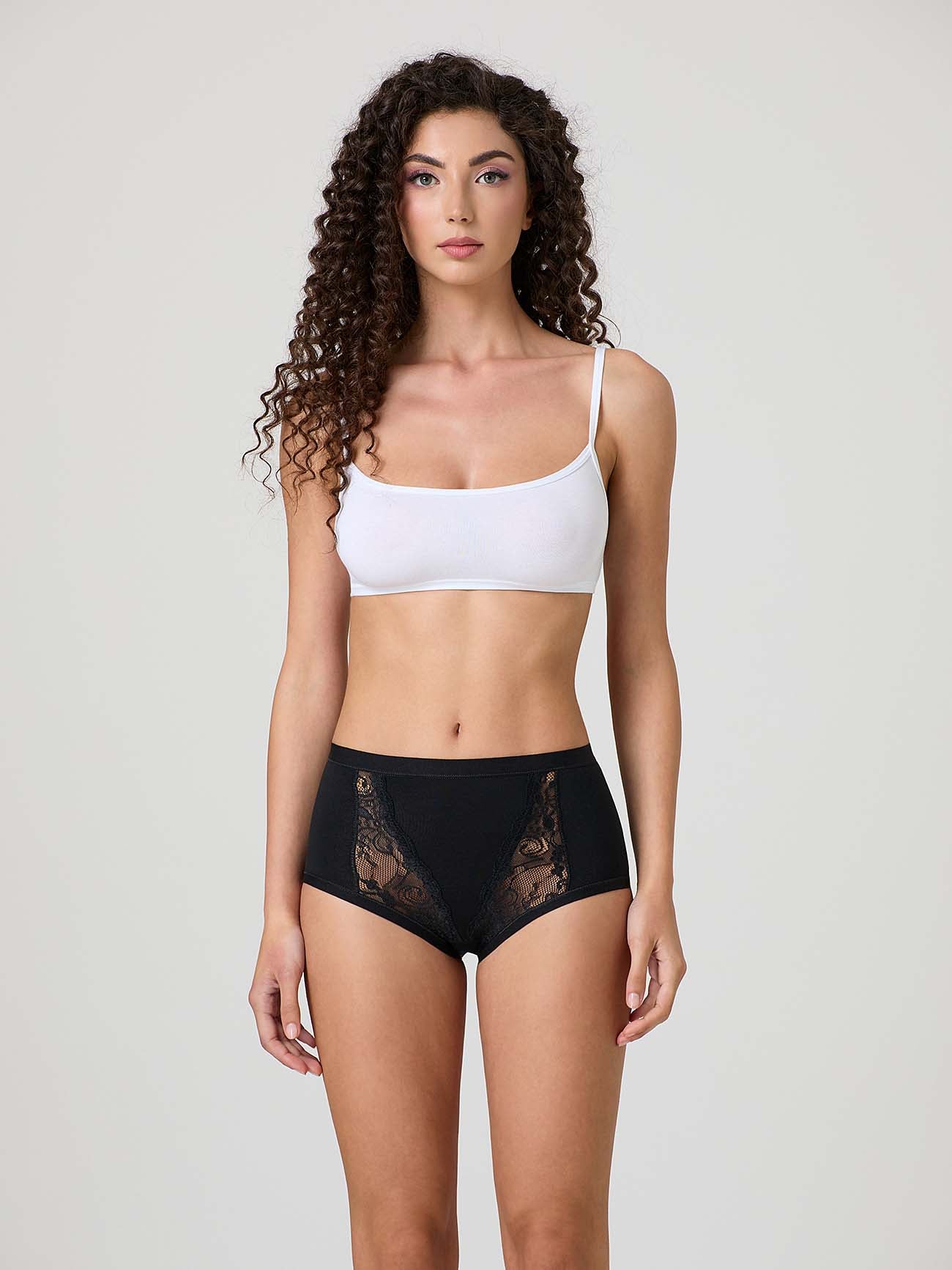 Culotte in cotone modal con fascia e inserti in pizzo - Image 6
